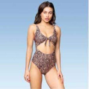 Sugar Coast by Lolli Tiger Print Tie Swimsuit NWT
